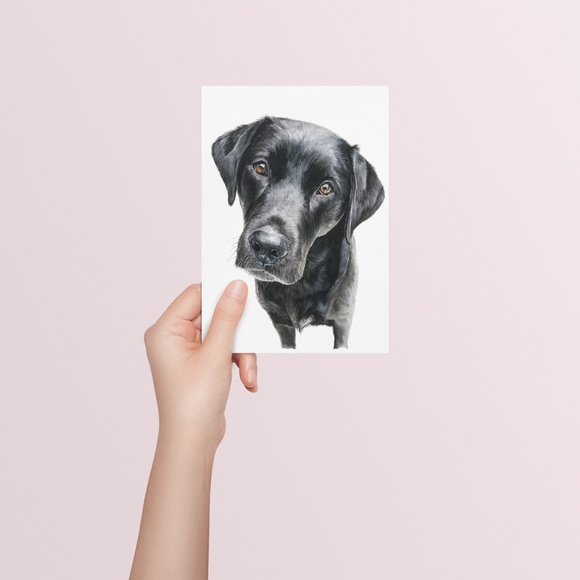Watercolor Black Labrador Retriever Dog Portrait Wall Art Print, Unframed - Picture 5 of 7